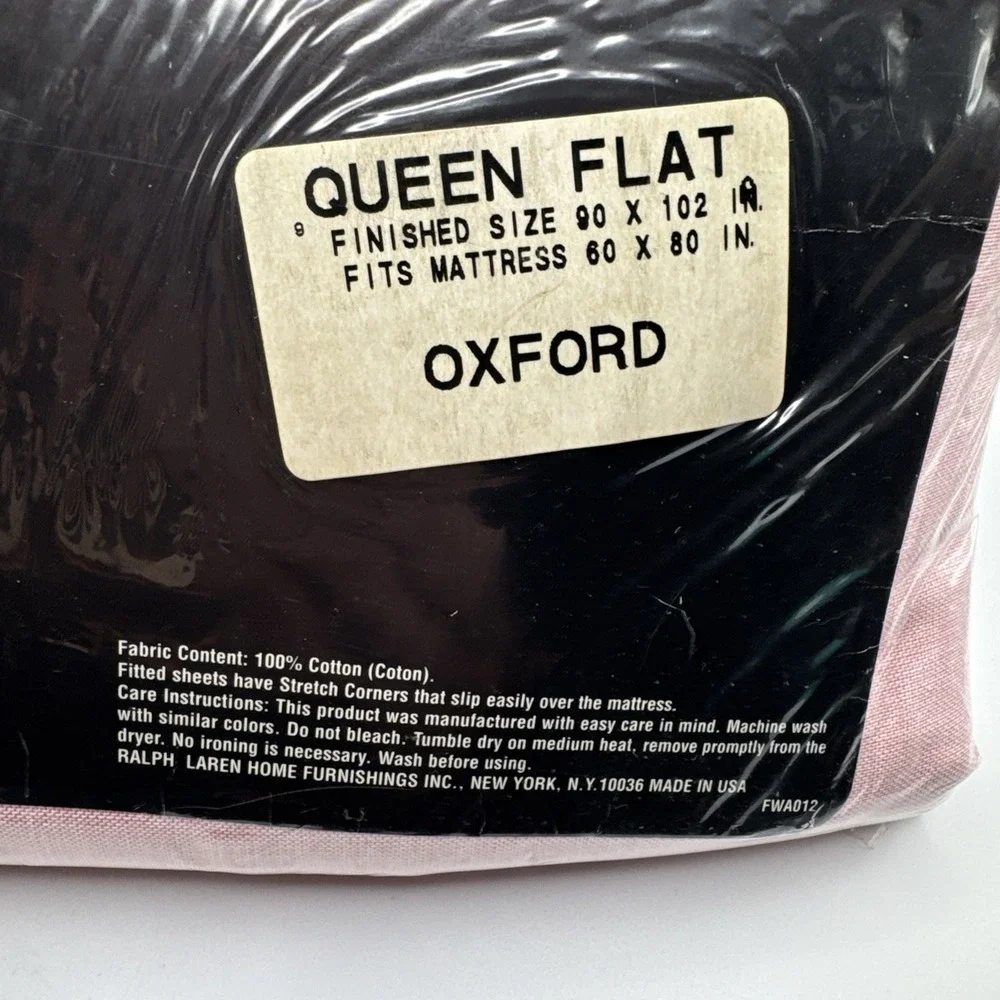 Ralph Lauren Queen Flat Sheet Oxford Red IRREGULAR‎ Vintage New Fabric USA Made